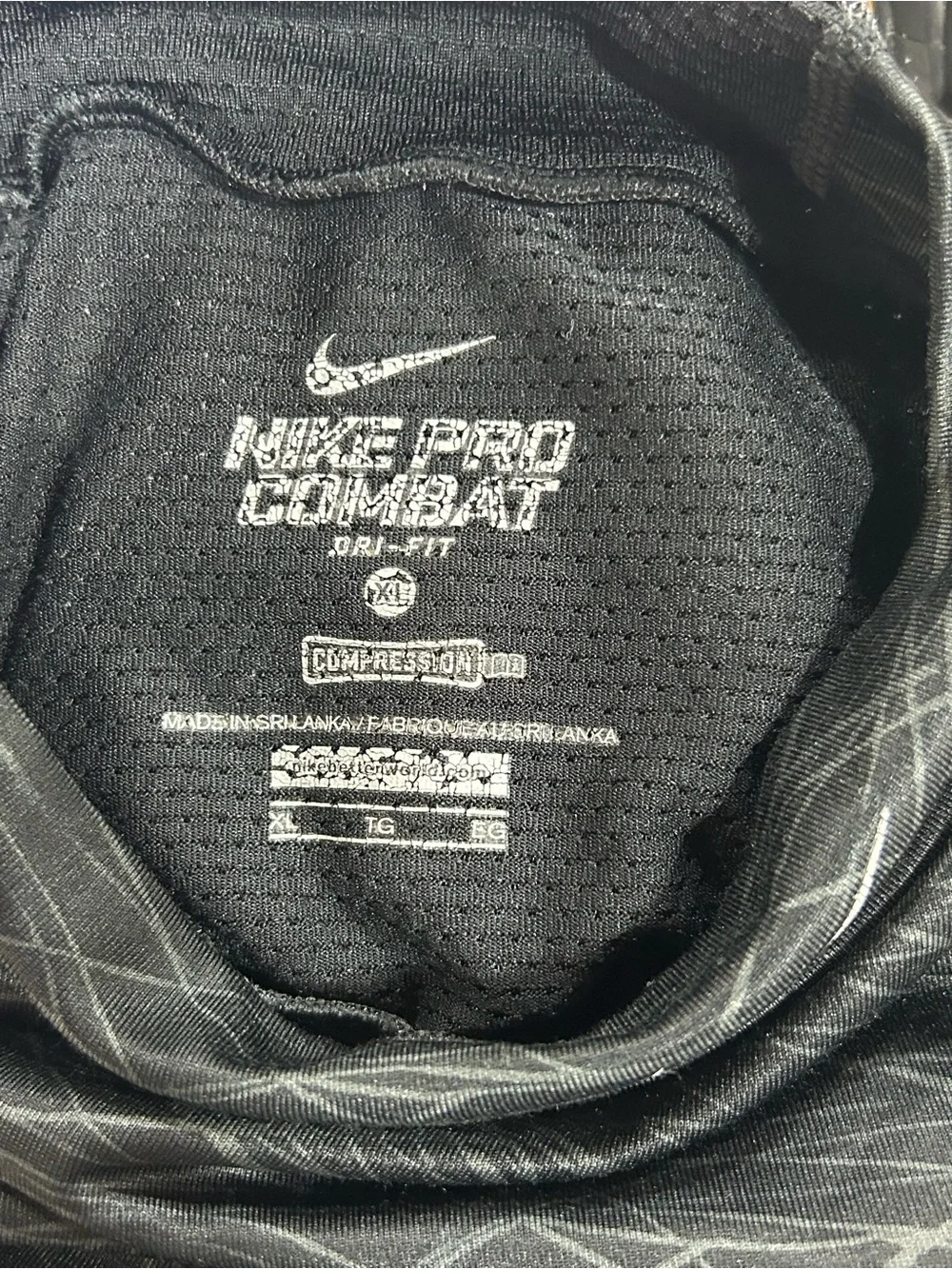 Nike Black Patterned Long-Sleeve Dri-FIT Mock Neck Top